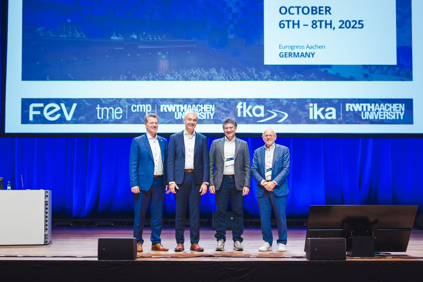 Group photo of Dr. Sabine Klauke, Dr. Holger Klein, Shunichi Inamijima, and Ruiping Wang at the Opening Plenary Session 2024.